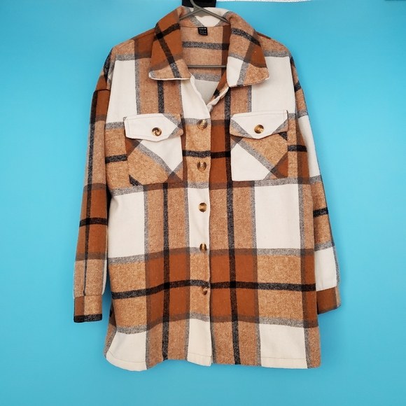 SHEIN Size 4 Flannel Plaid Button Down Shirt - Picture 1 of 6